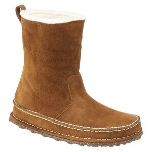 New! Birkenstock Lahti Mink Brown Suede Shearling Fur Boots Moccasin